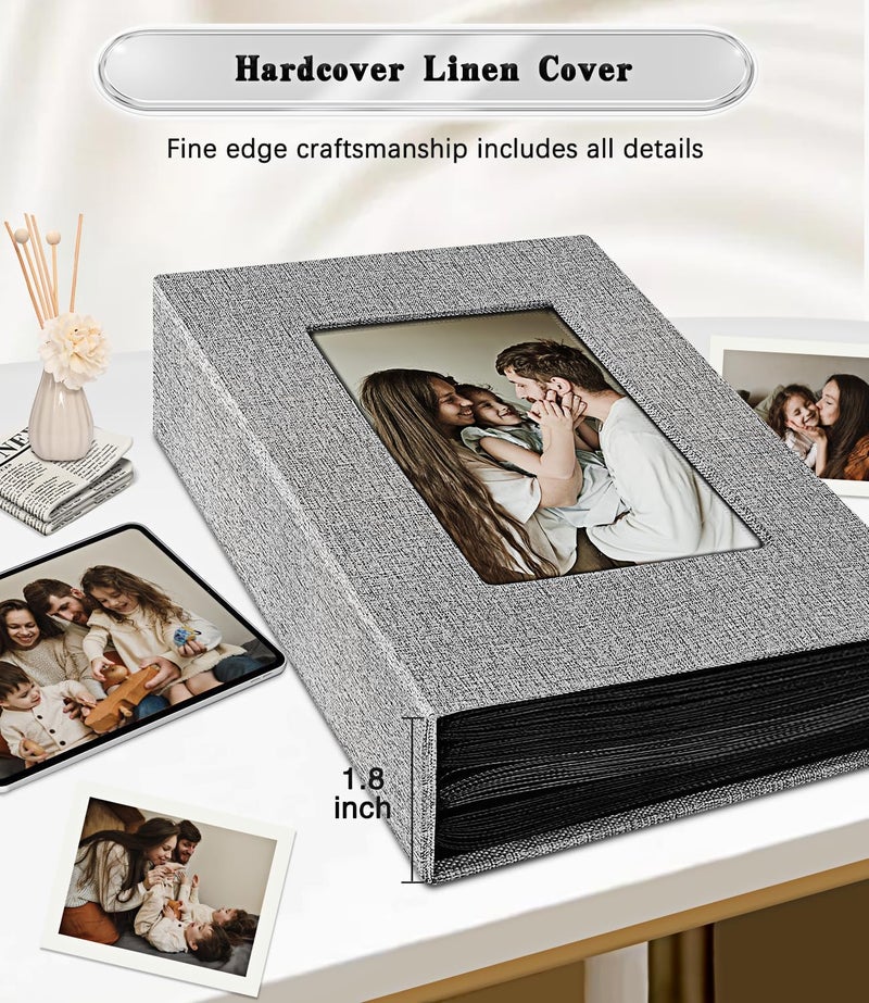 EJBLFE Photo Album 4x6,Linen Cover Slide-in Photo Album Book Can Holds 100 4x6 Photos with 50 Black Sheets for Family,Wedding,Baby and Holiday Pictures (Gray) - Image 5